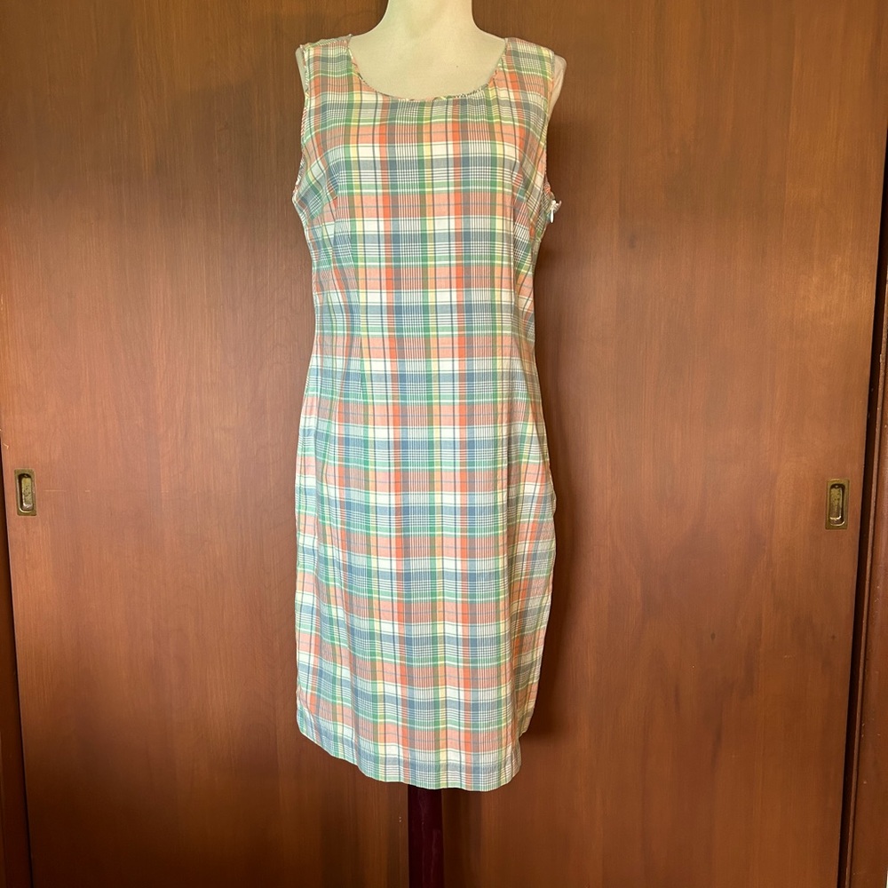 LL Bean Kennebunkport plaid sheath dress